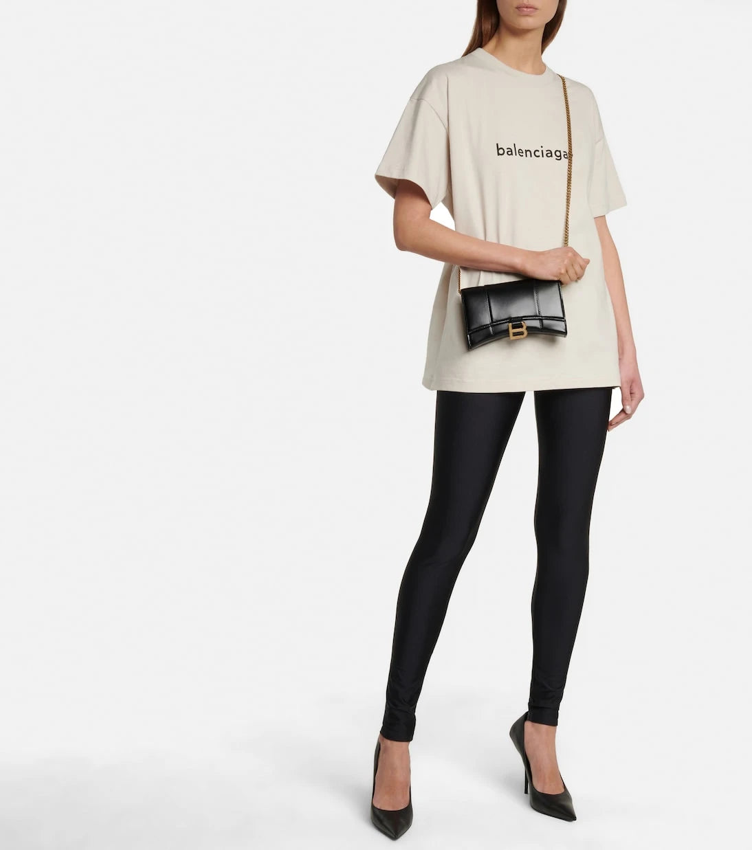 Balenciaga - Hourglass leather wallet on chain