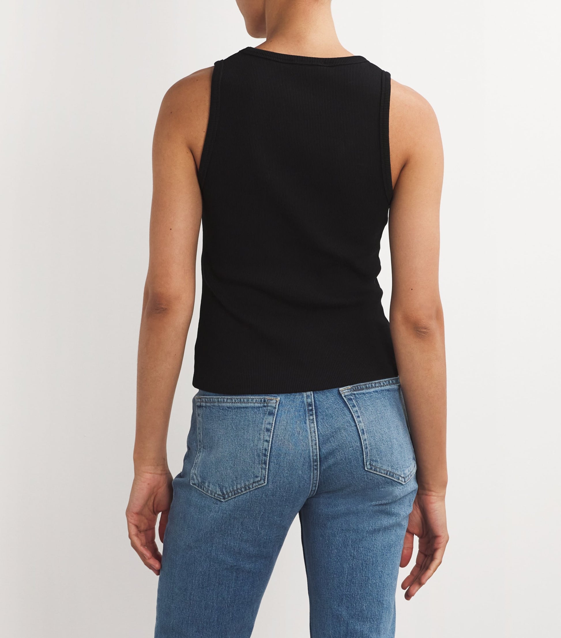 Maje Black Stretch-Cotton Rib-Knit Tank Top