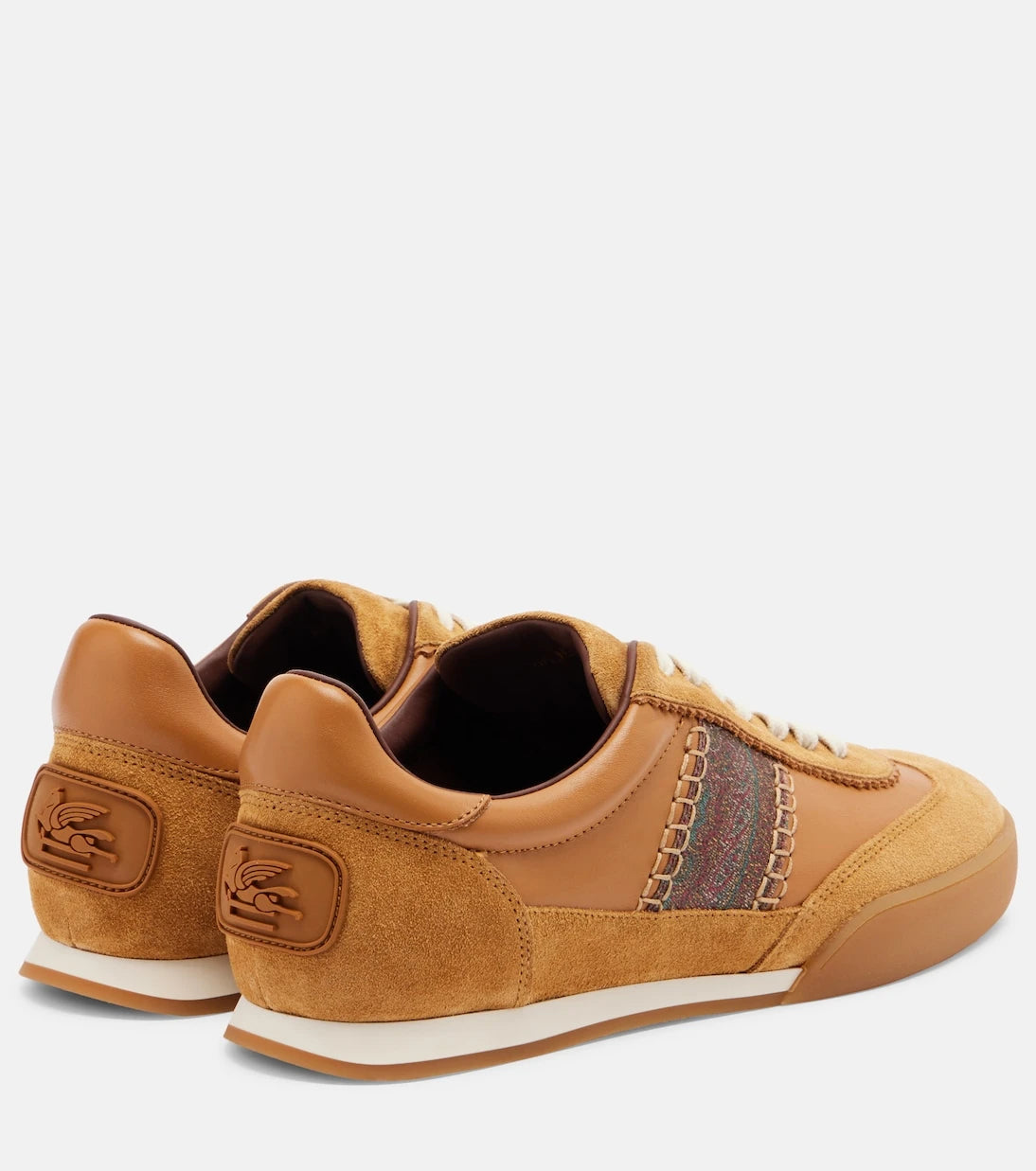 Etro - Pegaso suede-trimmed leather sneakers