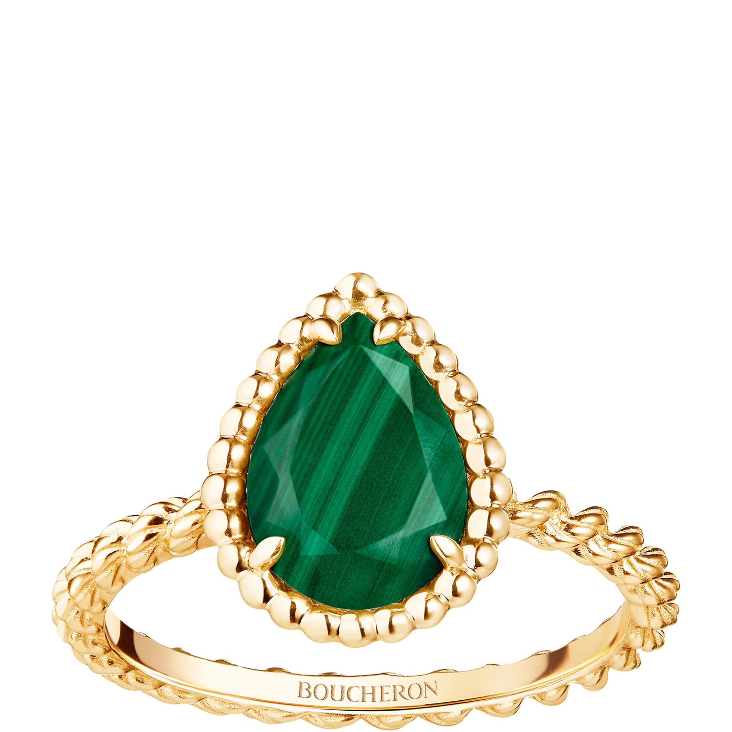 Yellow Gold and Malachite Small Motif Serpent Bohème Ring
