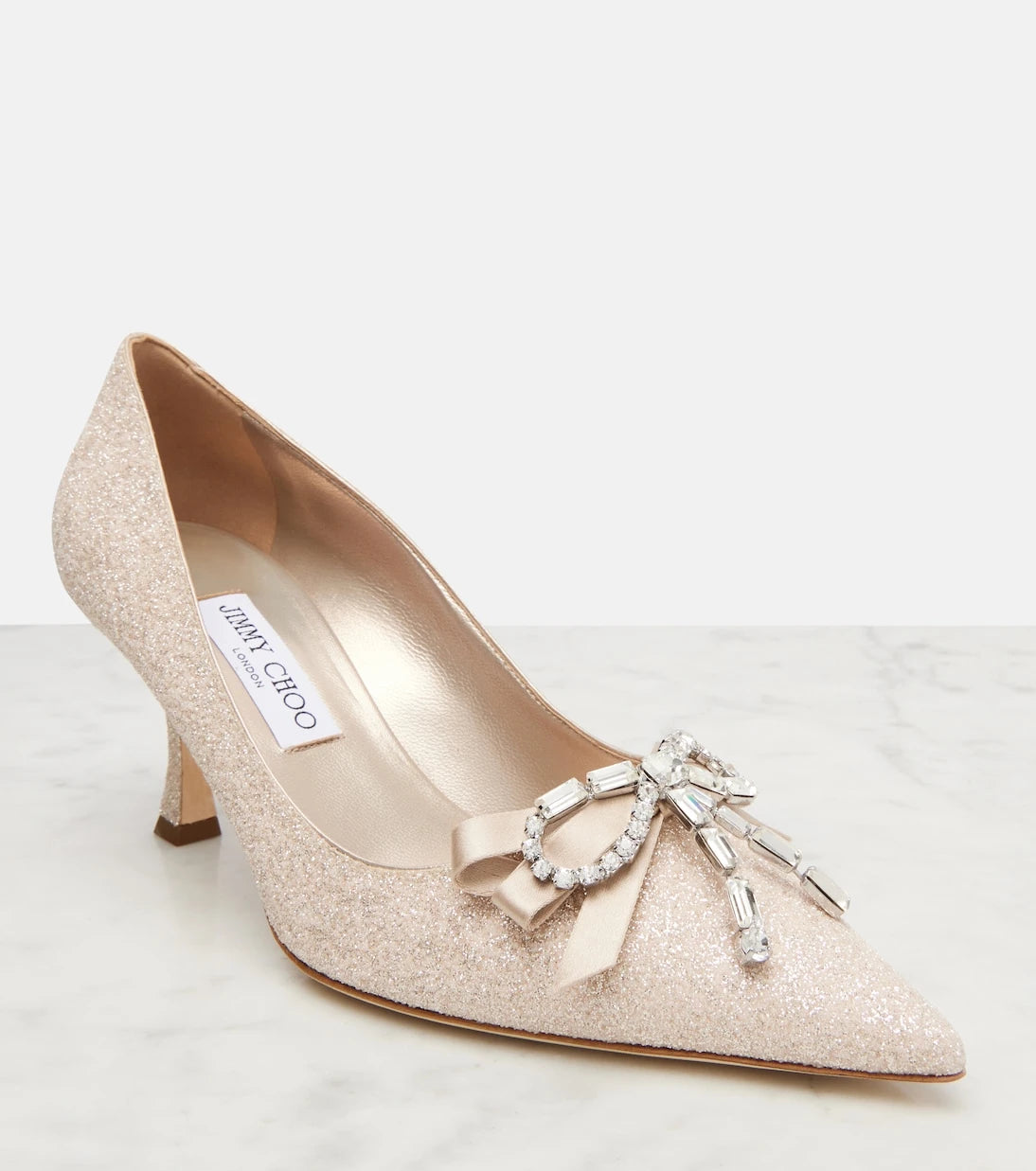 Jimmy Choo - حذاء أوريا 70 بالكعب العالي اللامع والمزين بالكريستال