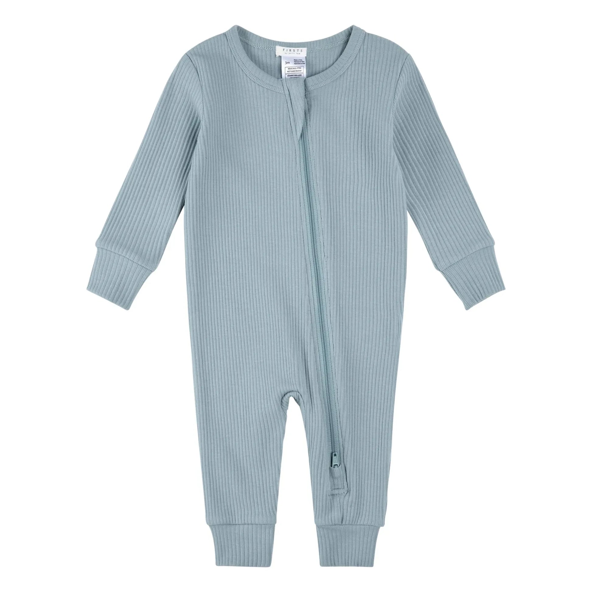 Petit Lem - Organic cotton and Modal ribbed footless pyjamas | Blue