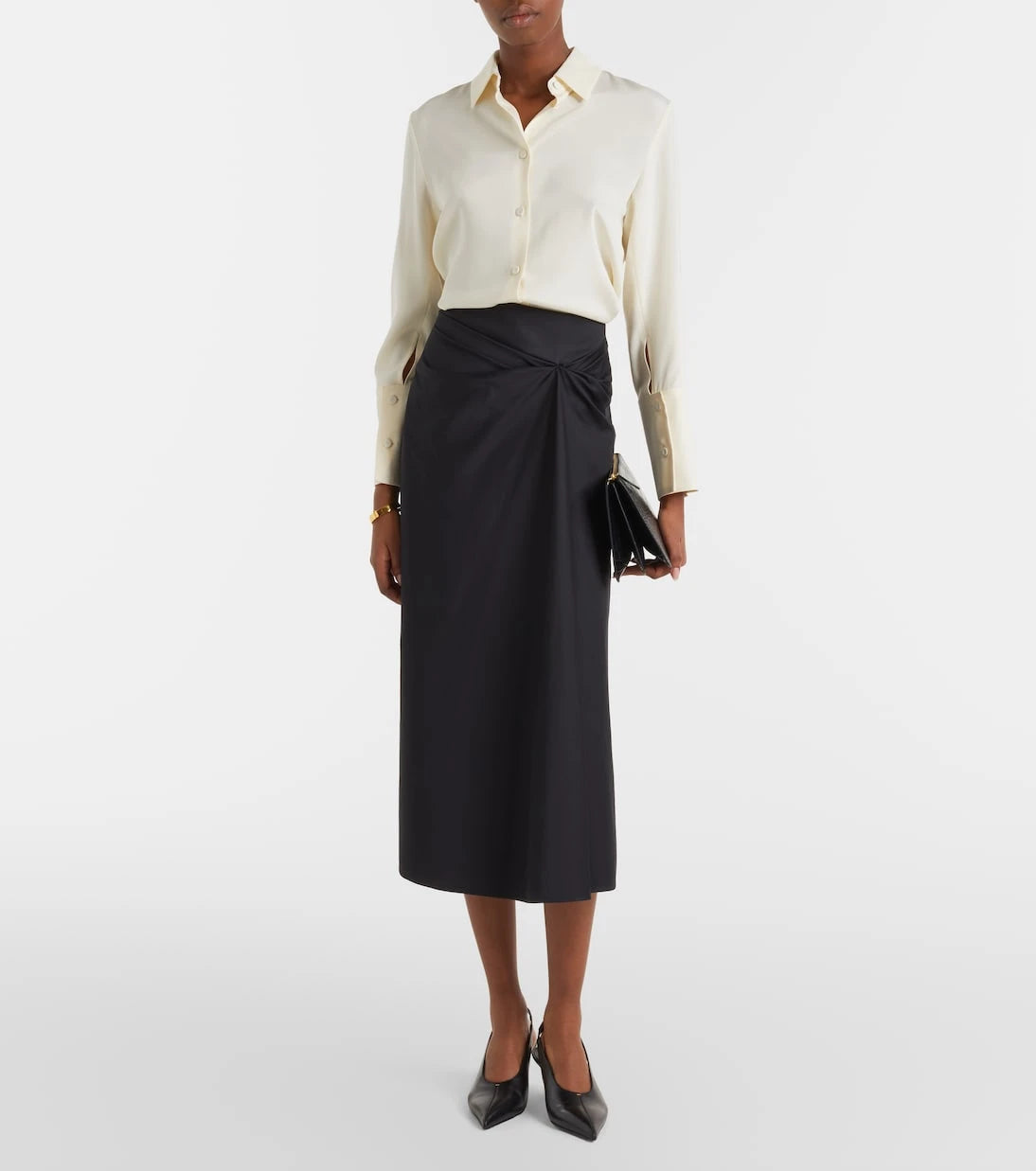 Max Mara - Paggi gathered cotton-blend midi skirt