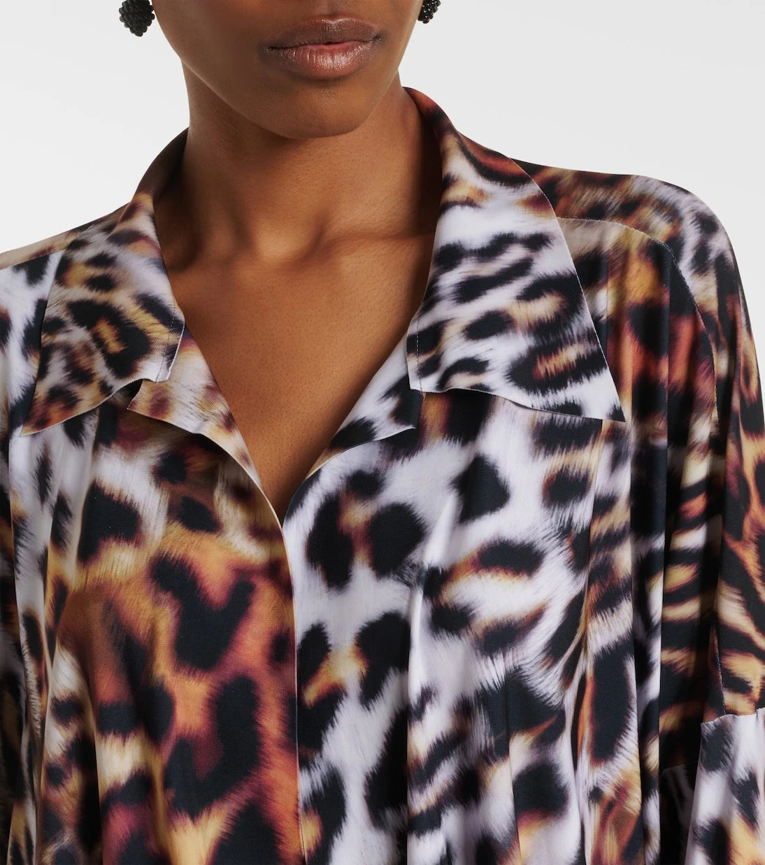 Norma Kamali - Oversized leopard-print satin bodysuit
