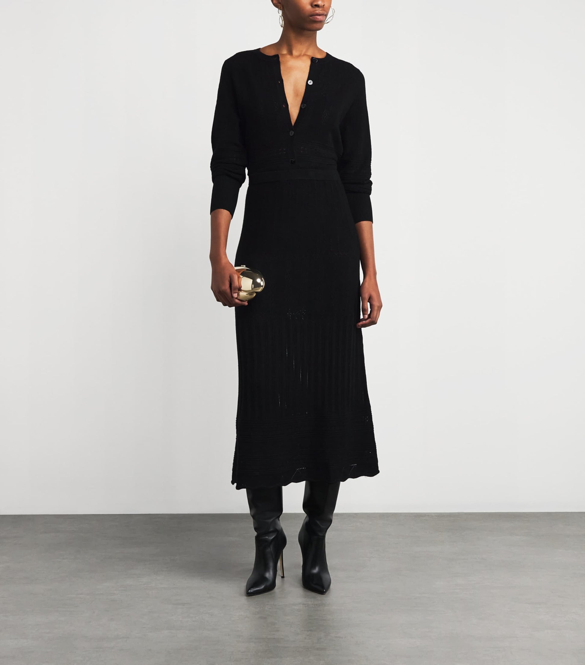Eres Black Wool-Cashmere Rythmée Maxi Skirt