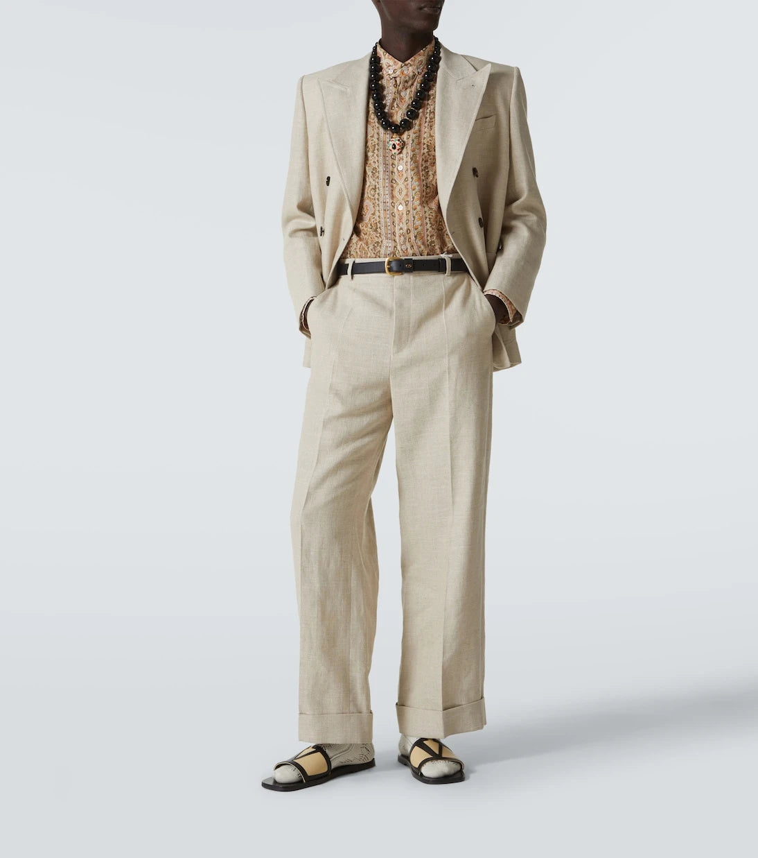Valentino - Double-breasted linen-blend blazer