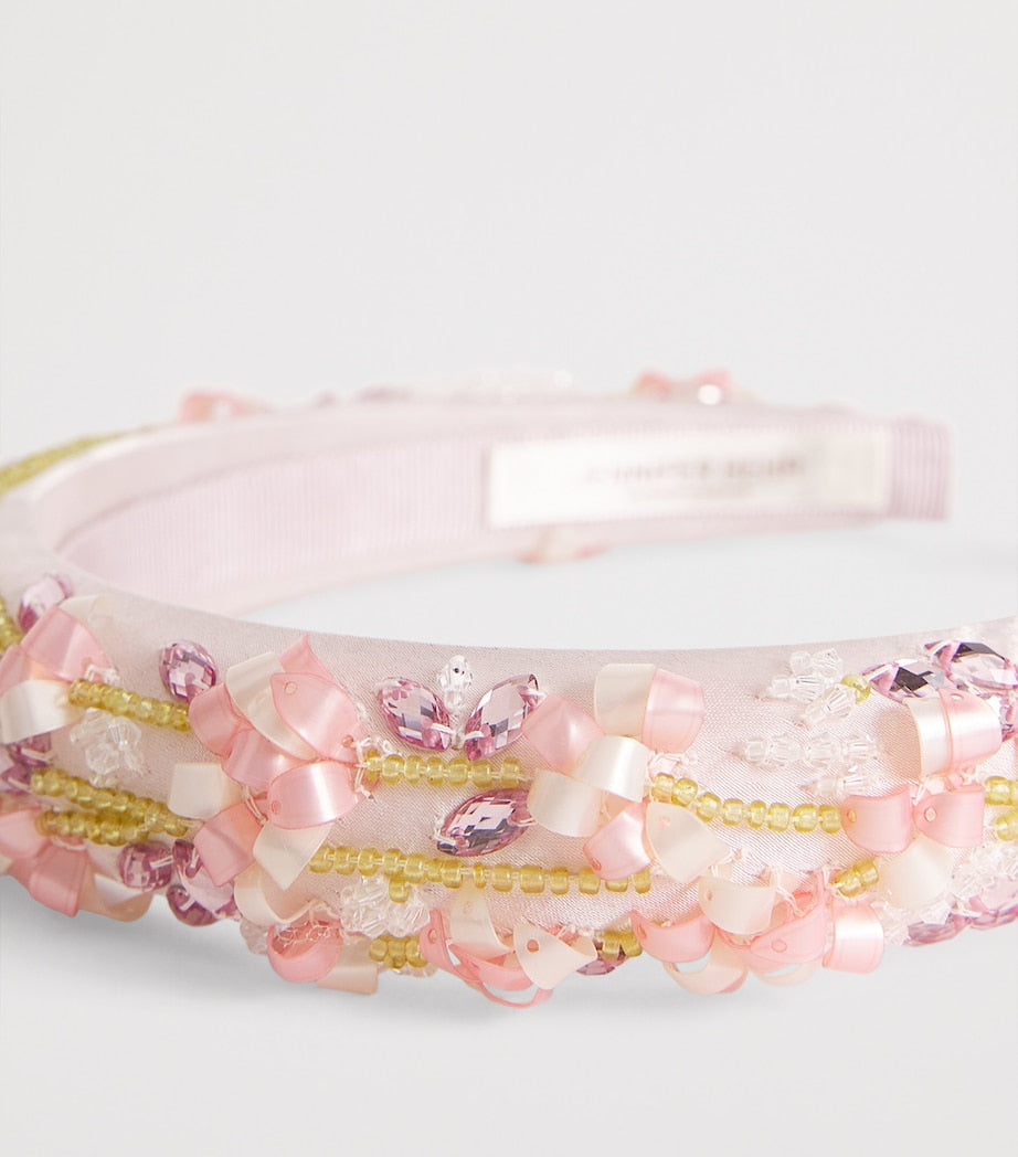 Jennifer Behr Pink Oleander Embellished Headband
