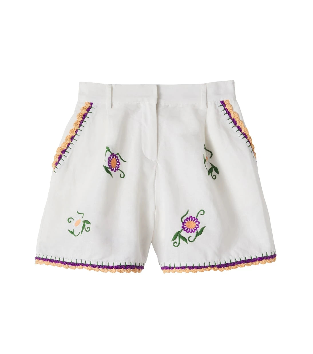 Stella McCartney Kids - شورت كتان وقطن مطرز