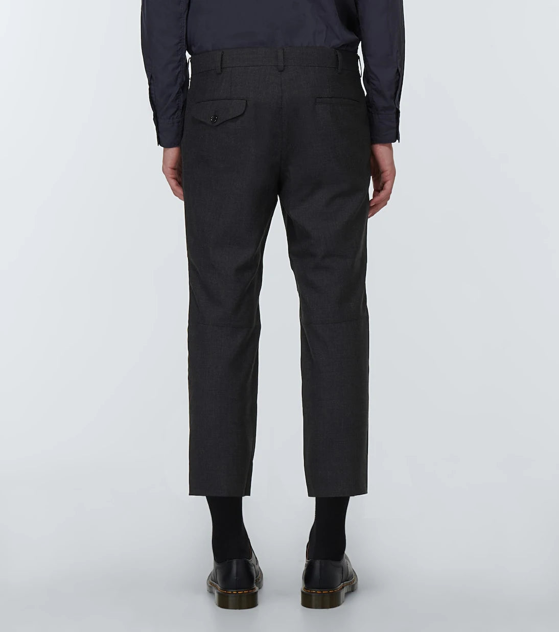 Comme des Garçons Homme Deux - بنطلون صوف بقصة ضيقة وخصر منخفض