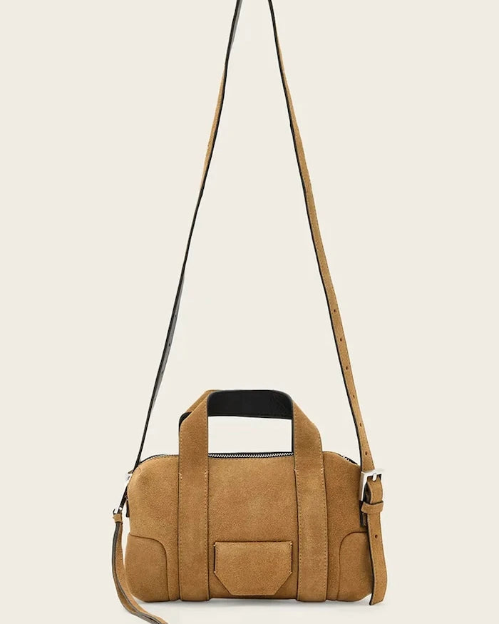AllSaints kadın süet crossbody çanta ARES