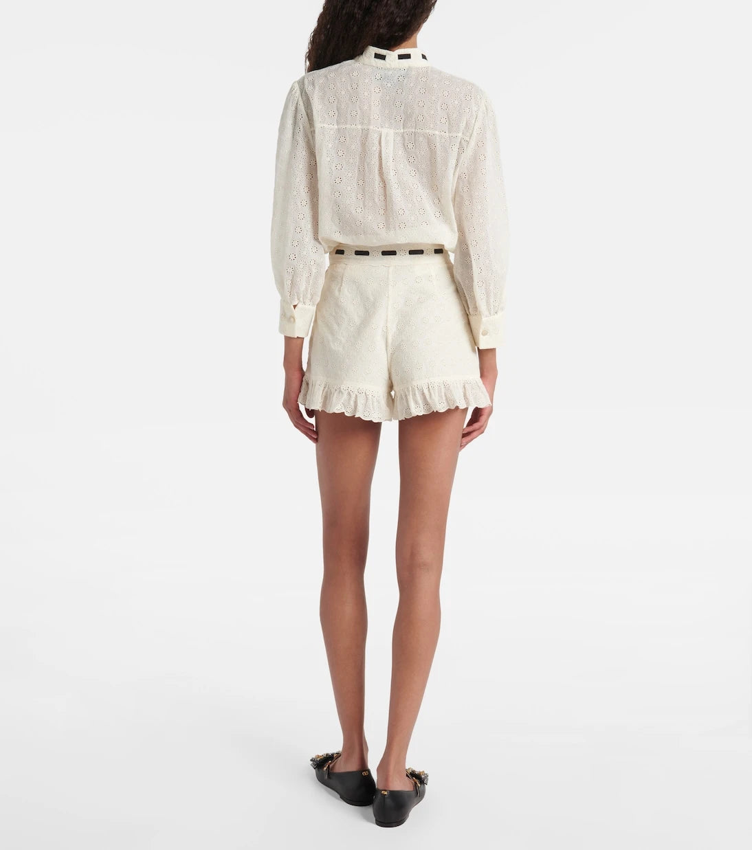 Valentino - Floral ruffled cotton shorts