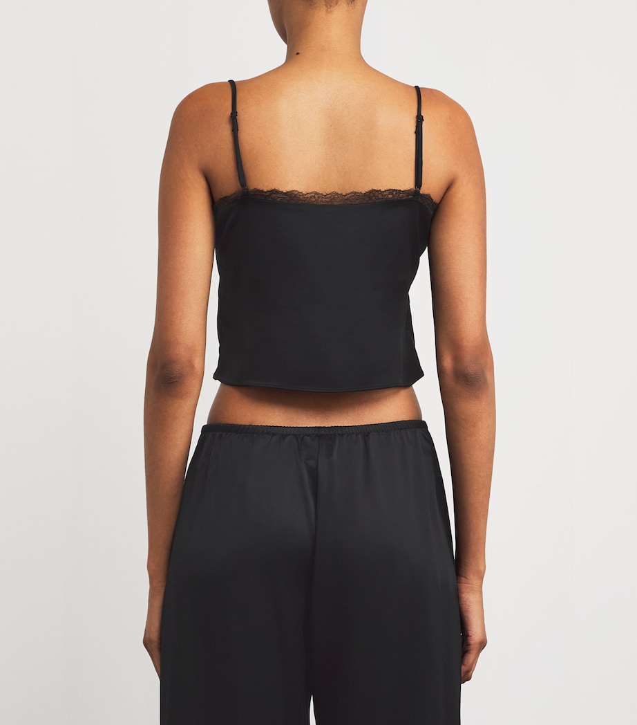 Satin Lace-Trim Barb Cami Top