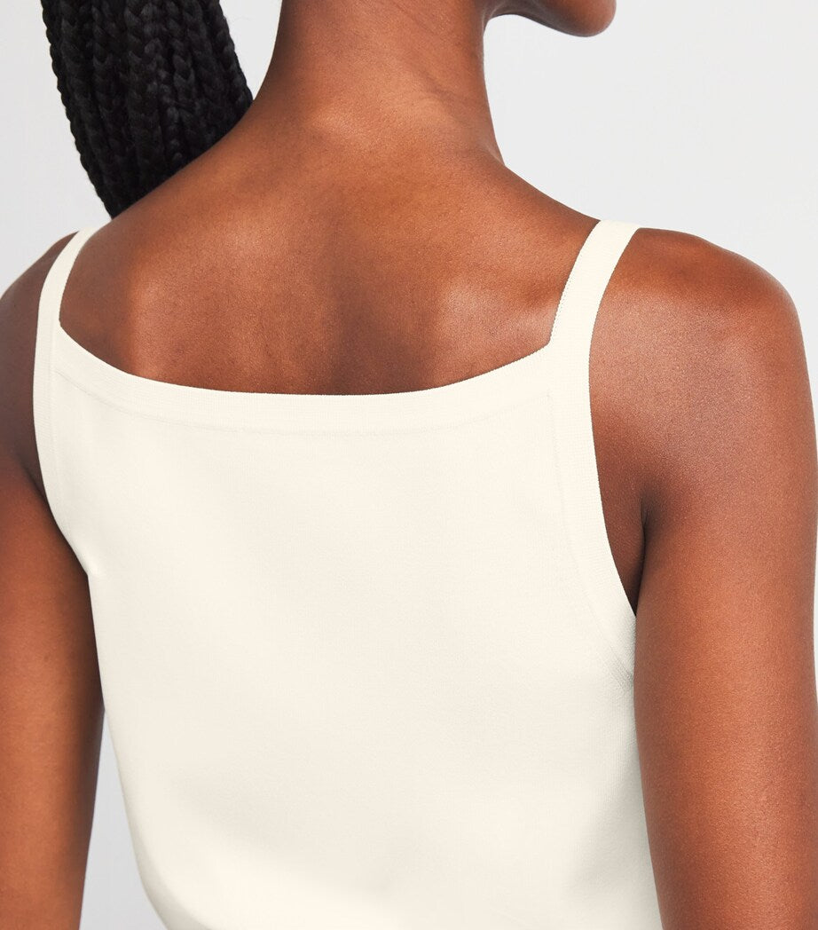 Ivory Knitted Square-Neck Dress