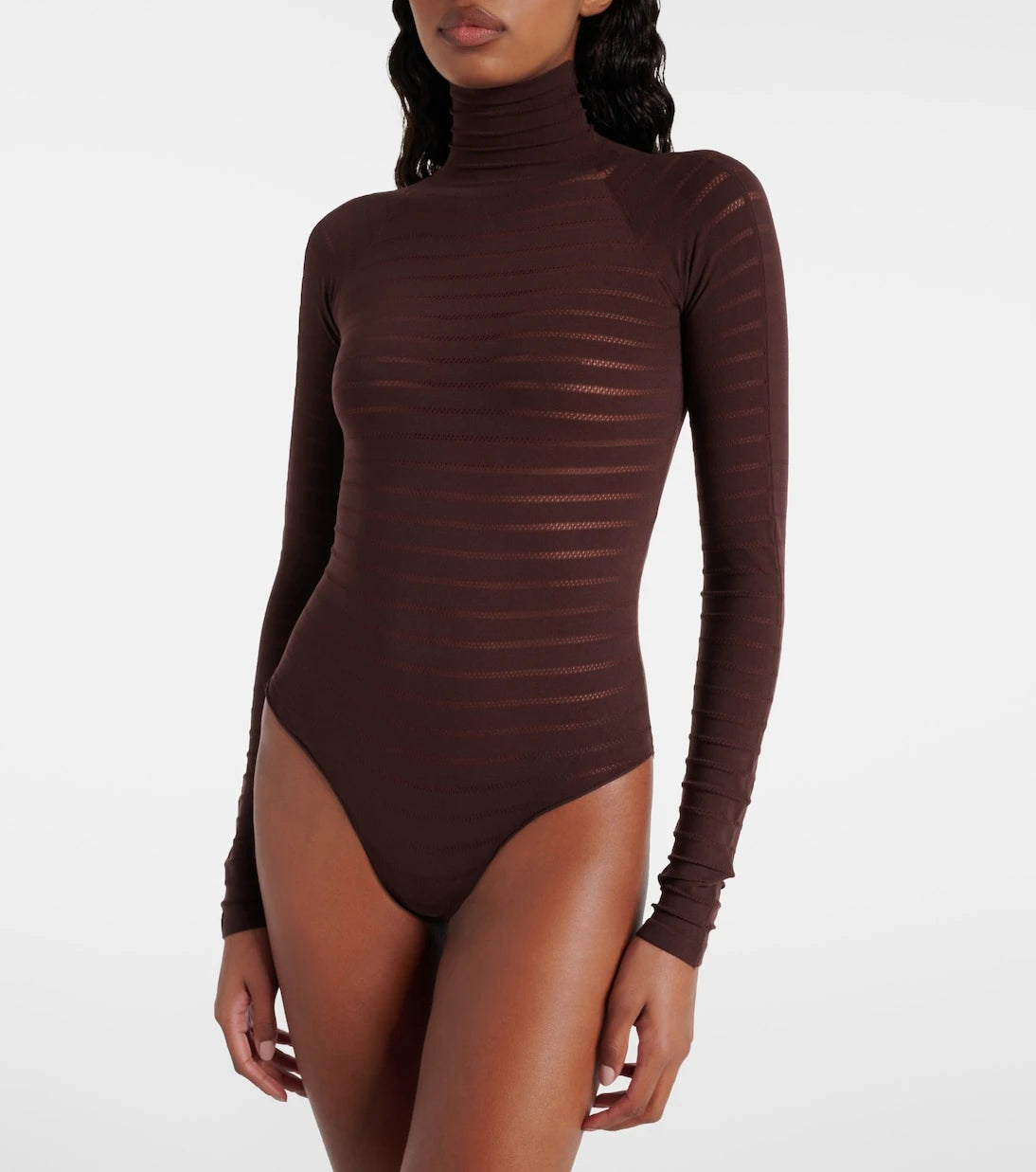 Alaïa - بودي سوت مخطط بياقة مدورة