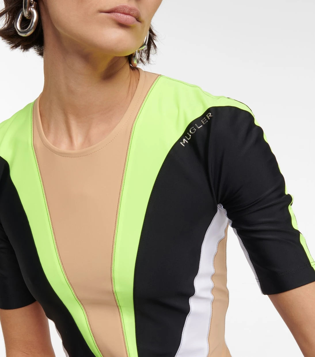 Mugler - Logo striped top