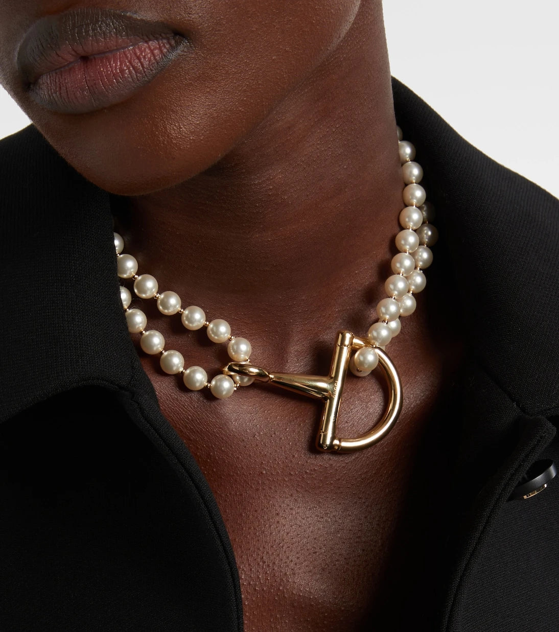 Gucci - Half Horsebit faux pearl necklace