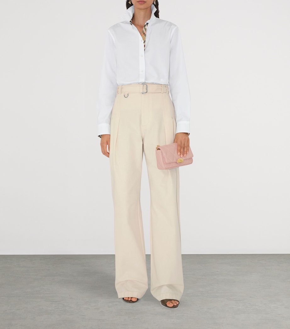 Burberry Pink Leather Quilted EKD Clutch Bag