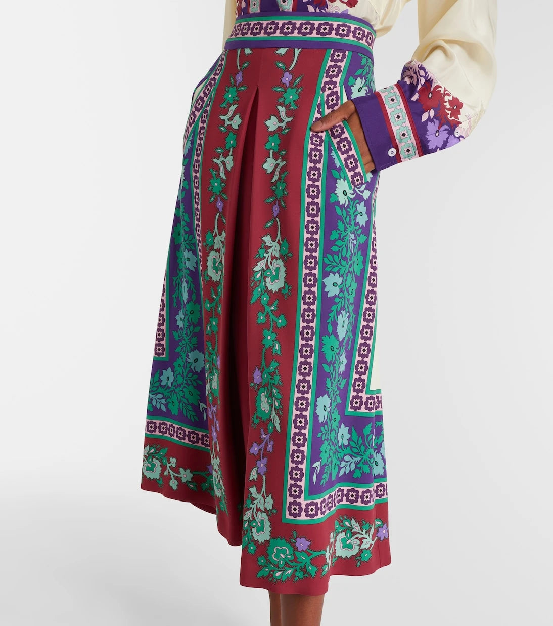 La DoubleJ - Santa Monica printed satin midi skirt