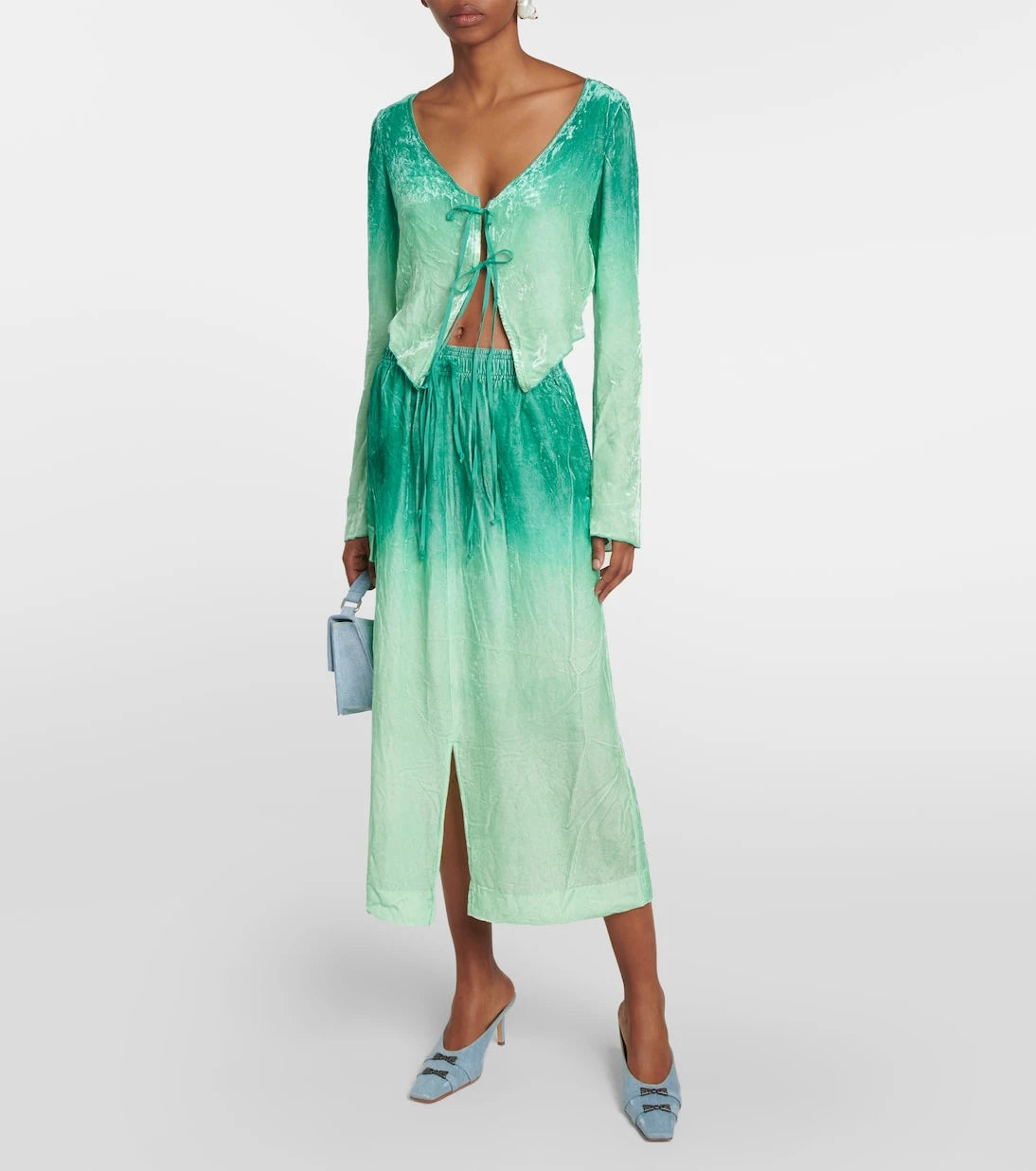 Acne Studios - Ombré velvet midi skirt