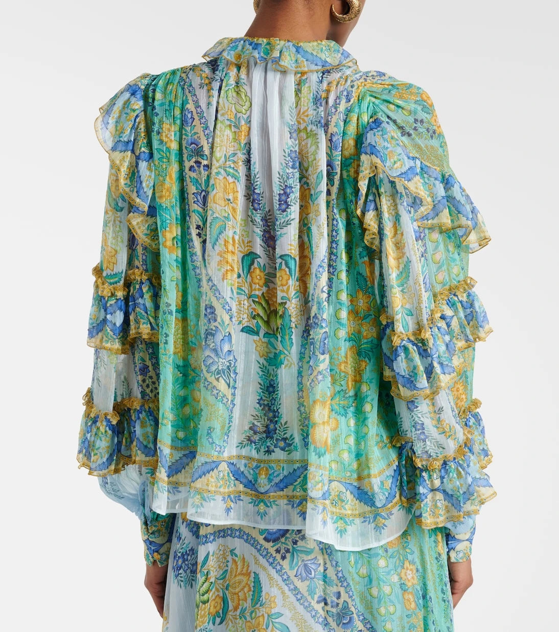 Etro - Floral ruffled silk blouse