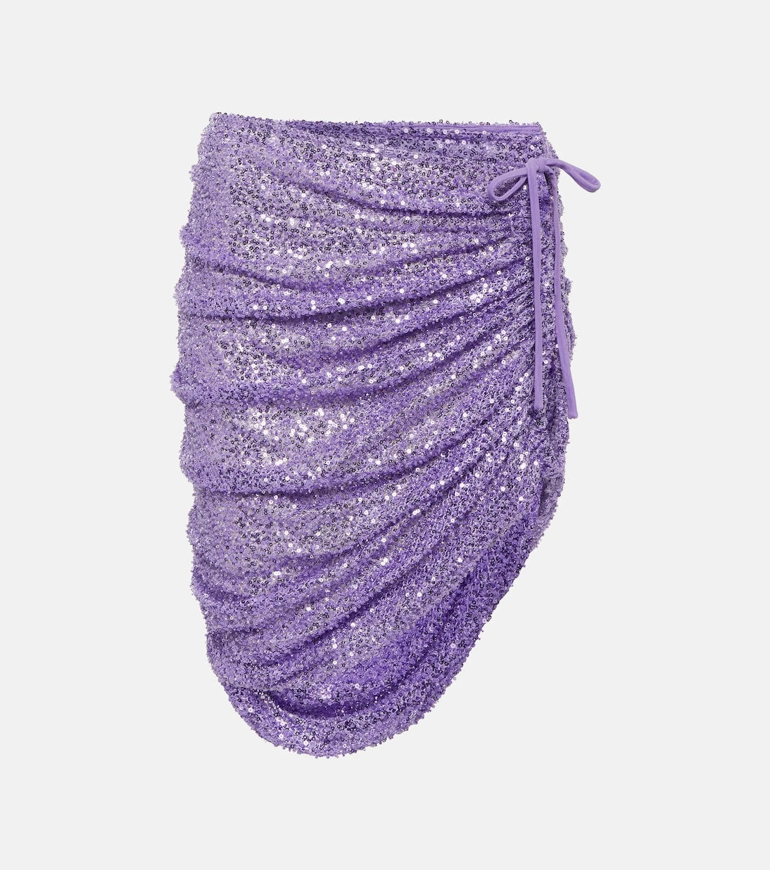 Self-Portrait - Sequin-embellished ruched miniskirt