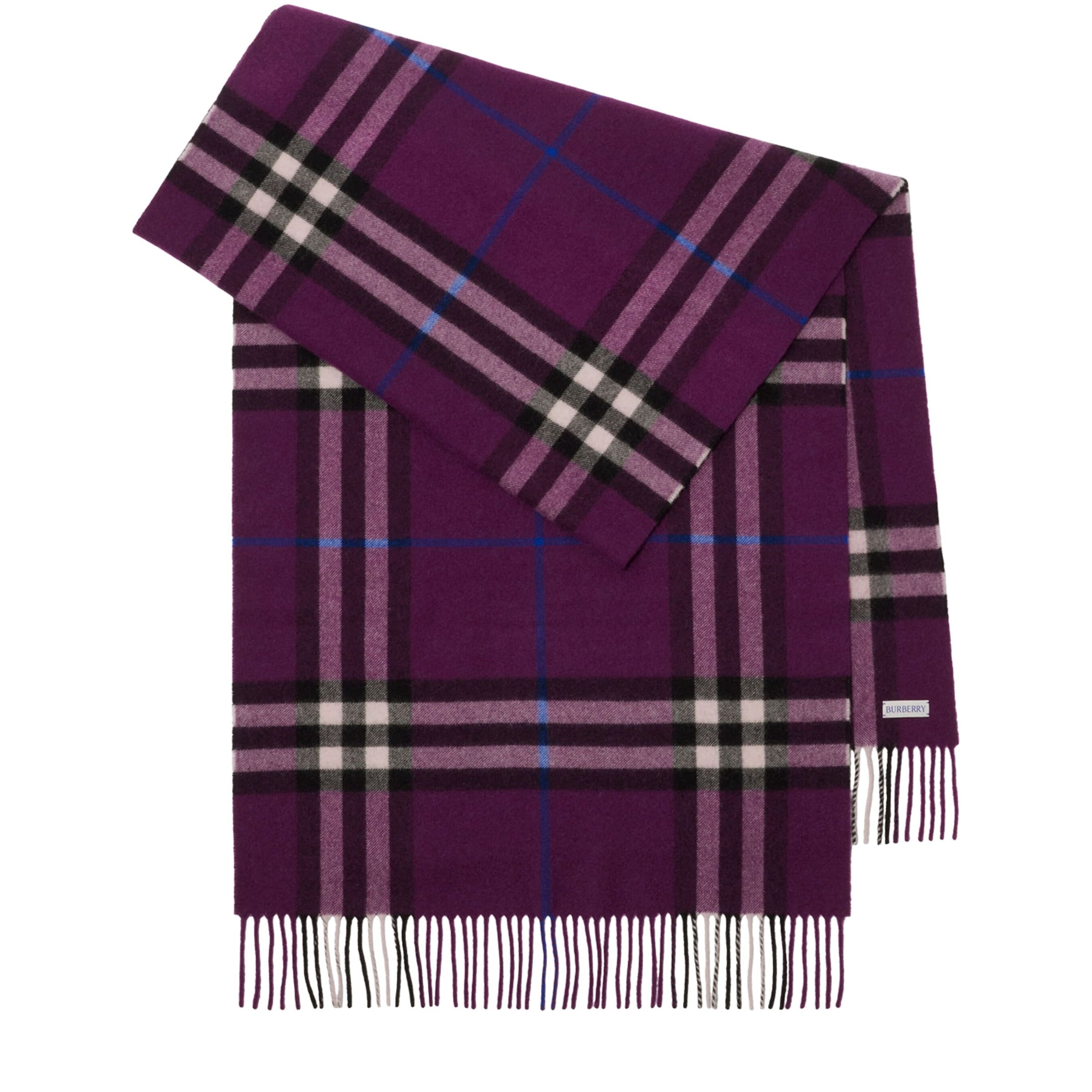 Purple Cashmere Wide Check Scarf