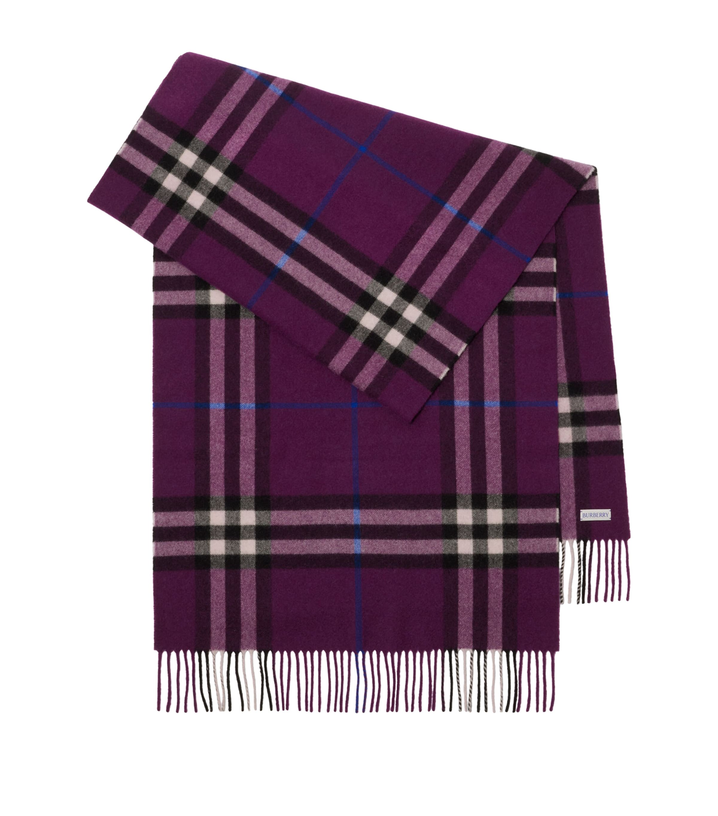 Purple Cashmere Wide Check Scarf