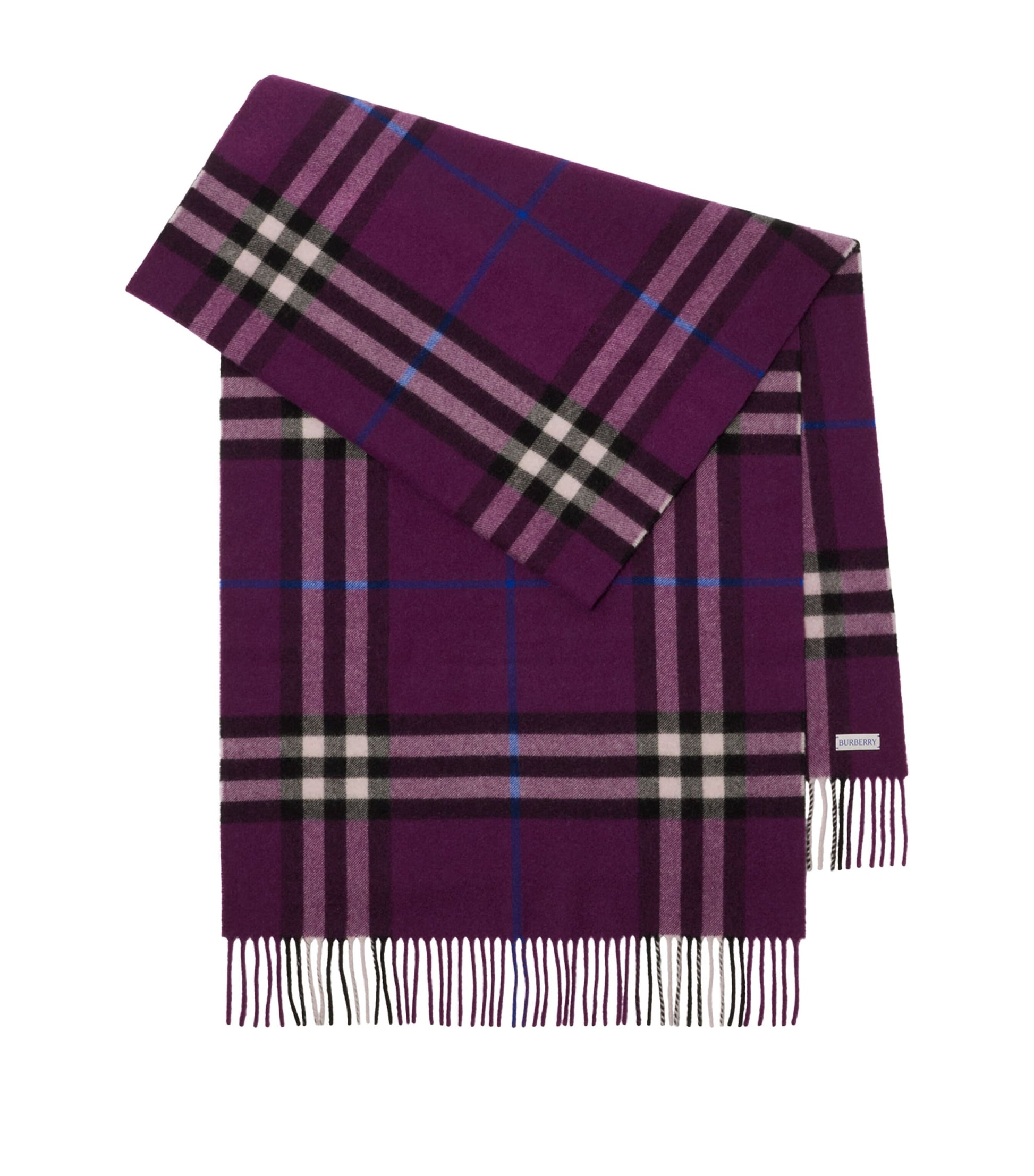 Purple Cashmere Wide Check Scarf