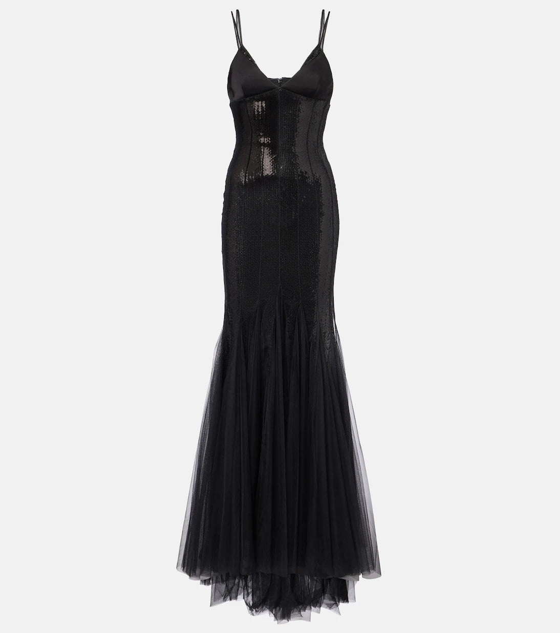 David Koma - Sequined tulle and satin gown