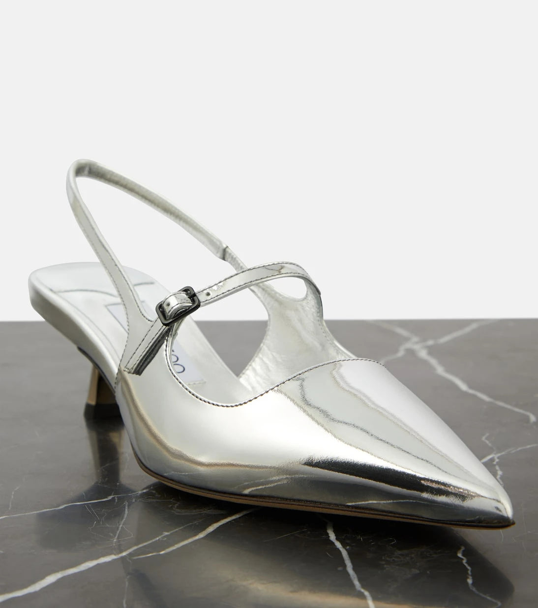 Jimmy Choo - حذاء ديدي 45 بكعب عالٍ من الجلد المعدني