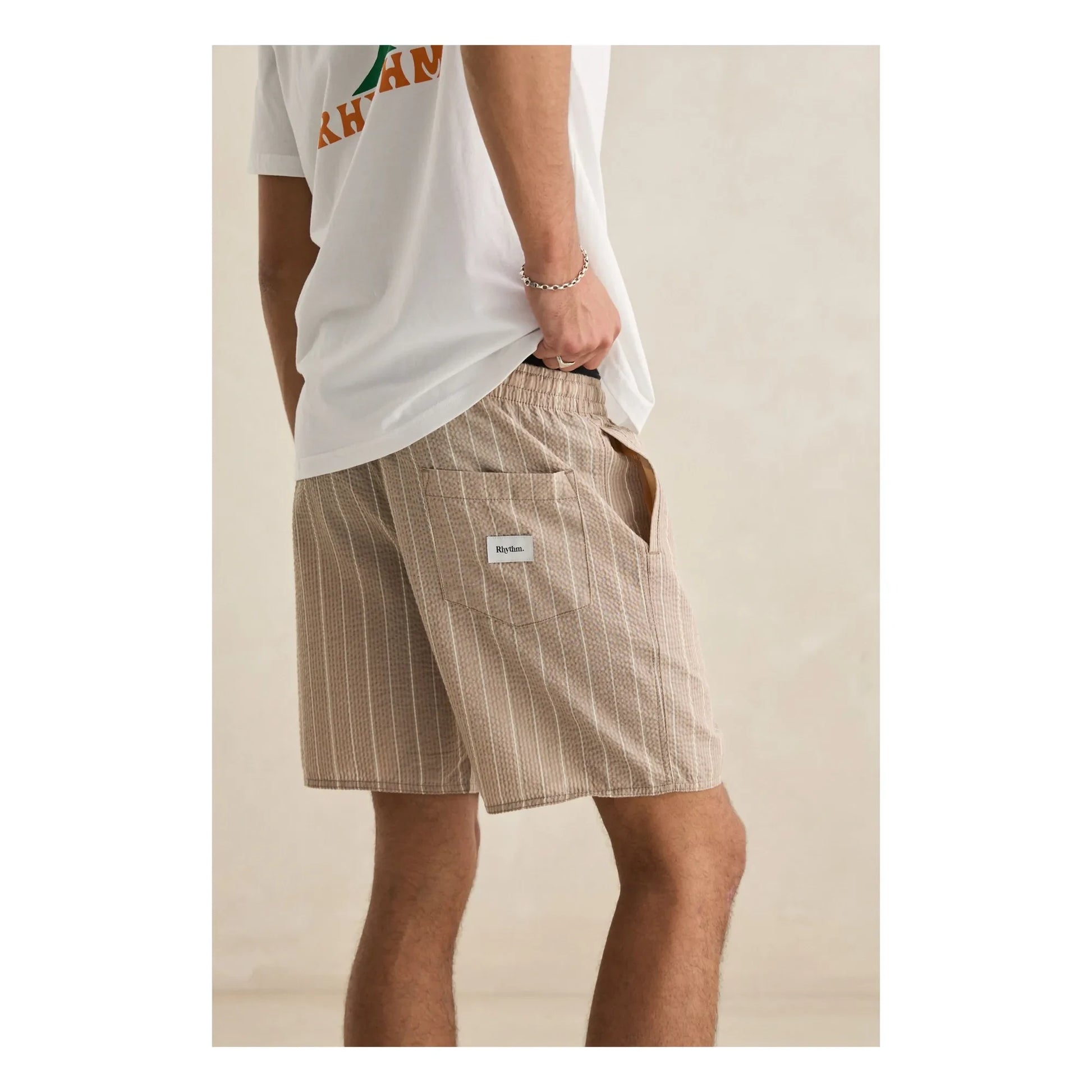 Rhythm - Striped Jam Shorts  | Dark Beige