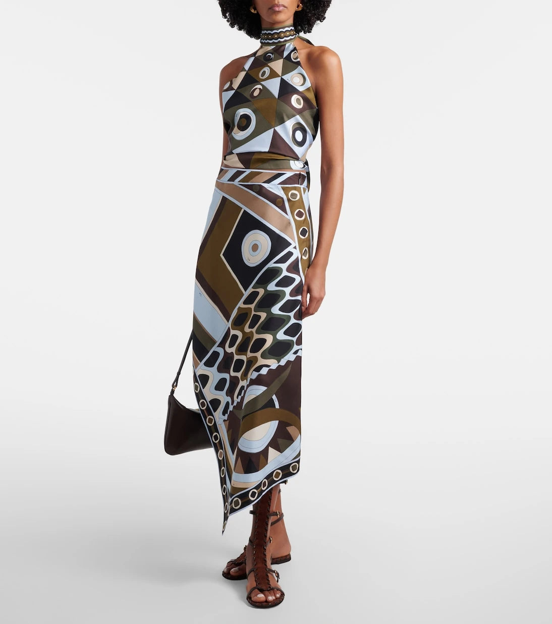 Pucci - Occhi halterneck open-back silk twill top