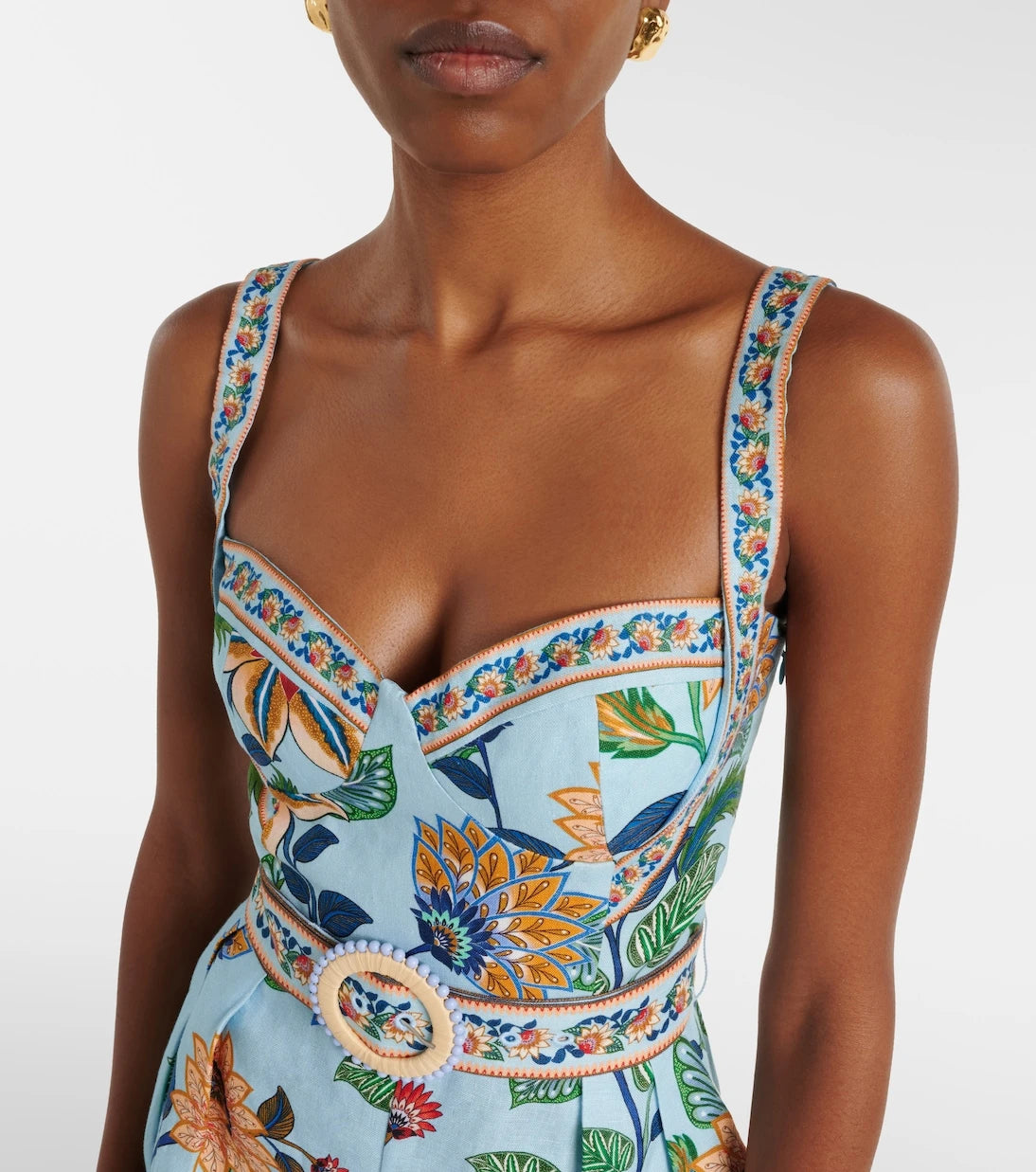 Farm Rio - Delhi floral belted linen romper