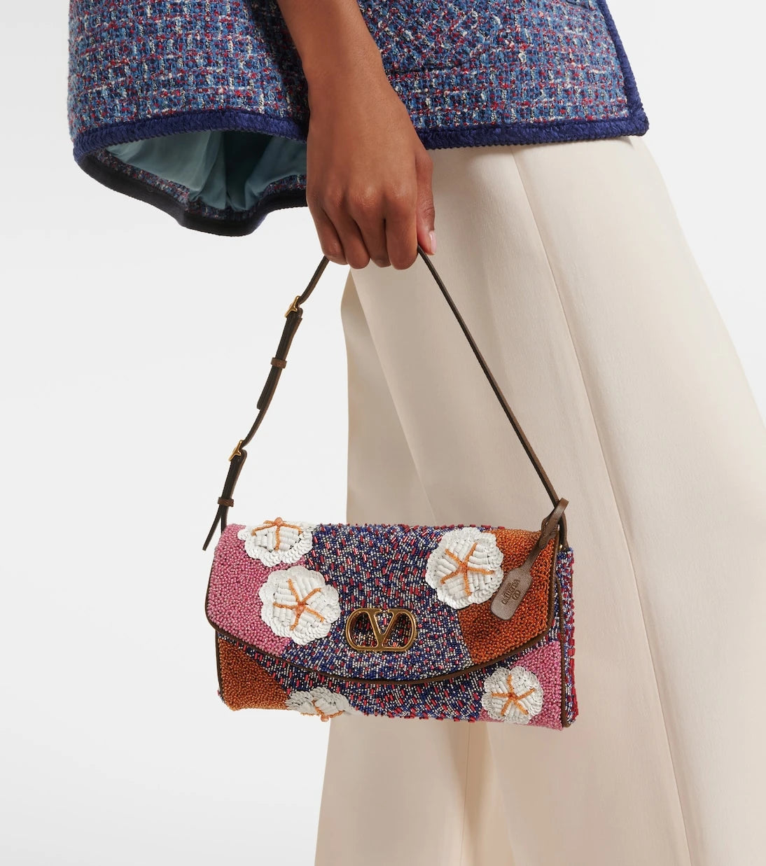 Valentino Garavani - DeVain Small floral embellished shoulder bag