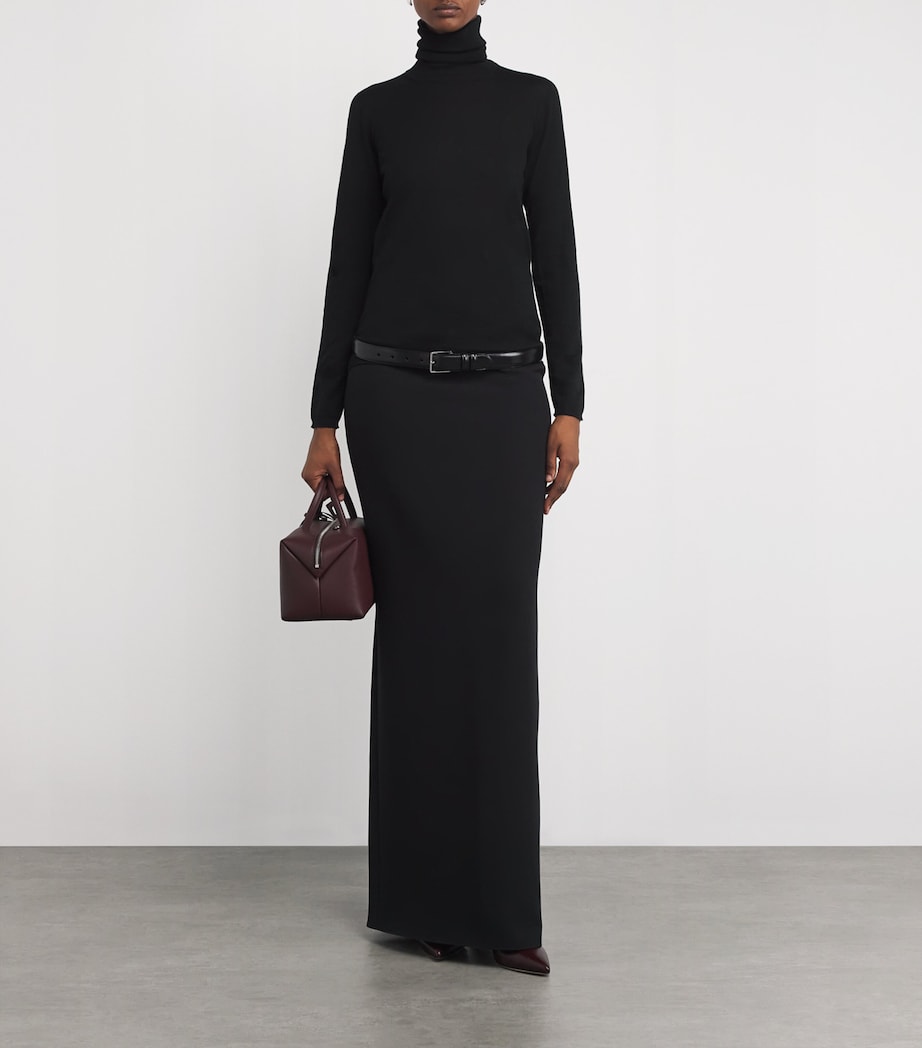 Max Mara Black Virgin Wool Turtleneck Sweater