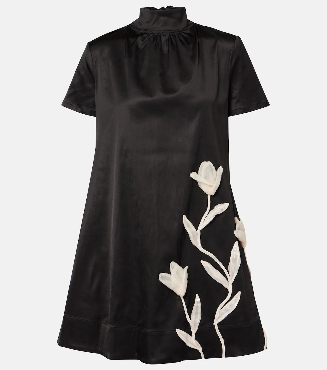 Staud - Ilana floral-appliqué satin minidress