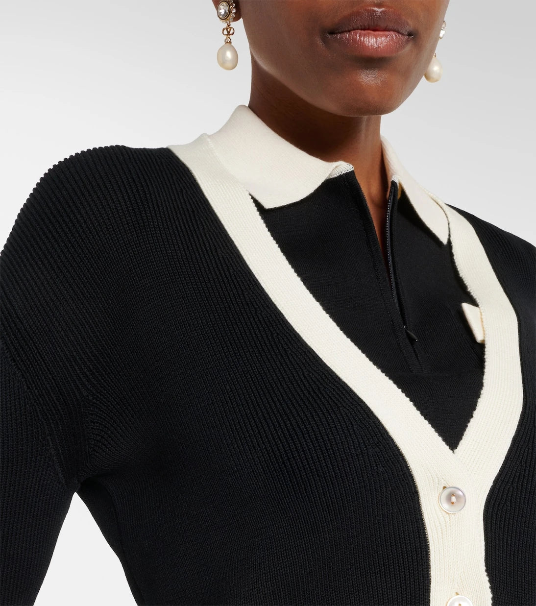 Valentino - Bow-detail cotton cardigan