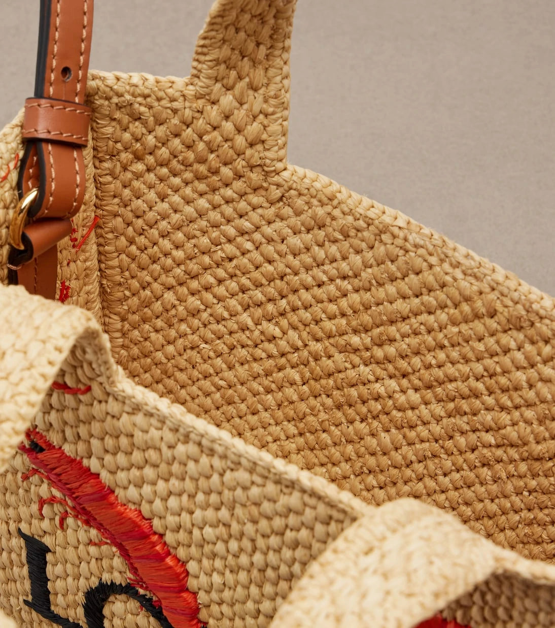 Loewe - Paula's Ibiza Font Mini raffia tote bag