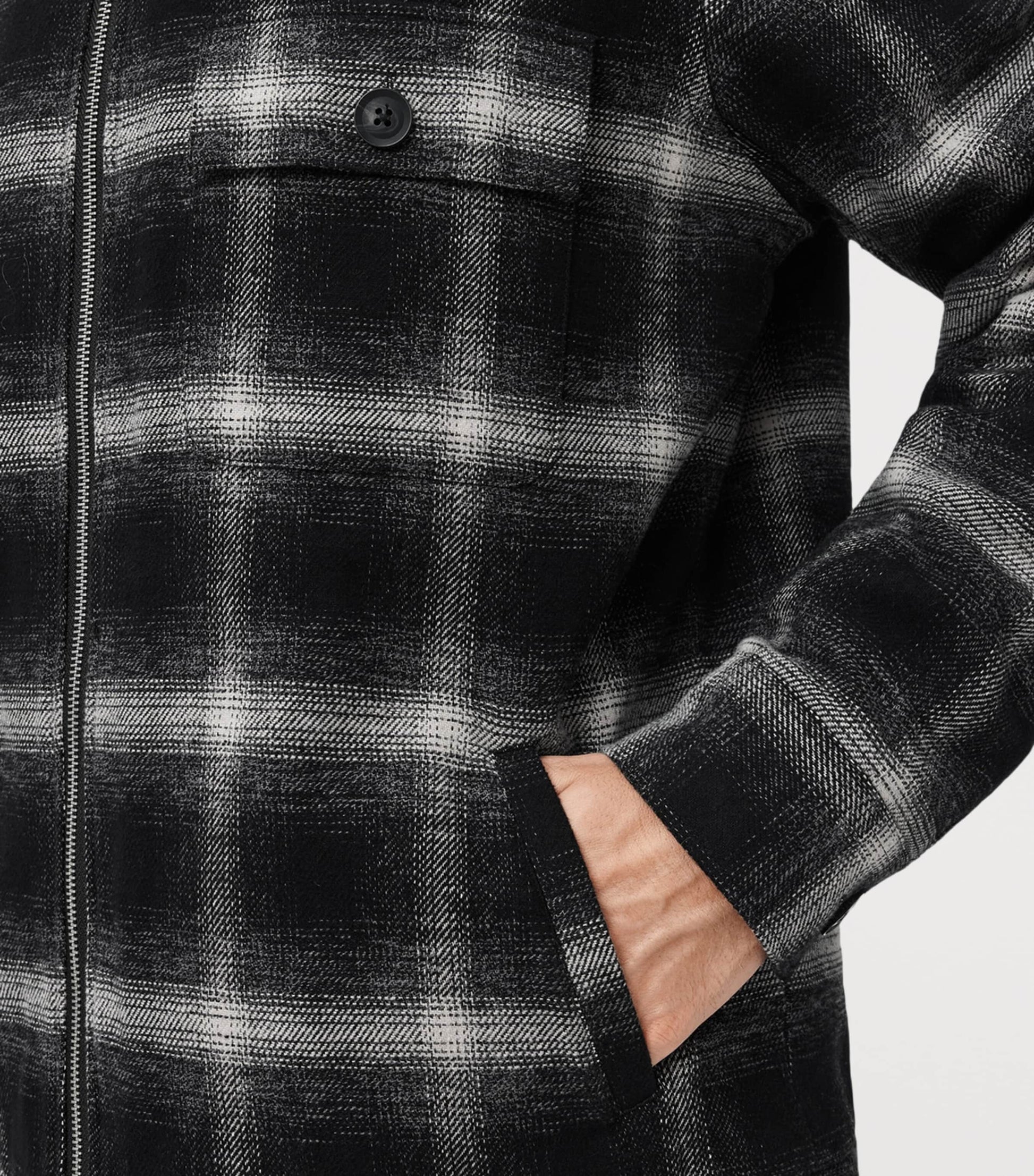 Black Organic Cotton Check Bayo Jacket