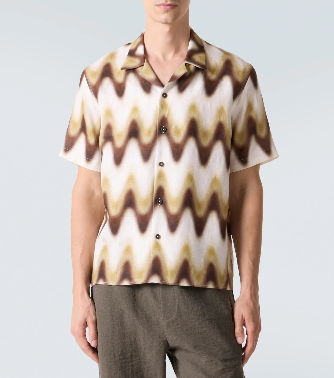 Commas - Printed linen bowling shirt