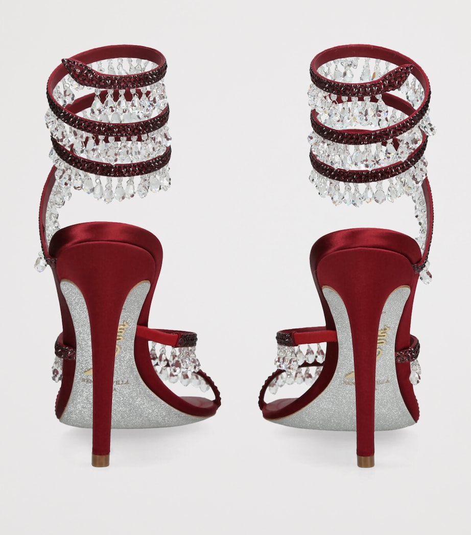 Burgundy Satin Chandelier Heeled Sandals 105