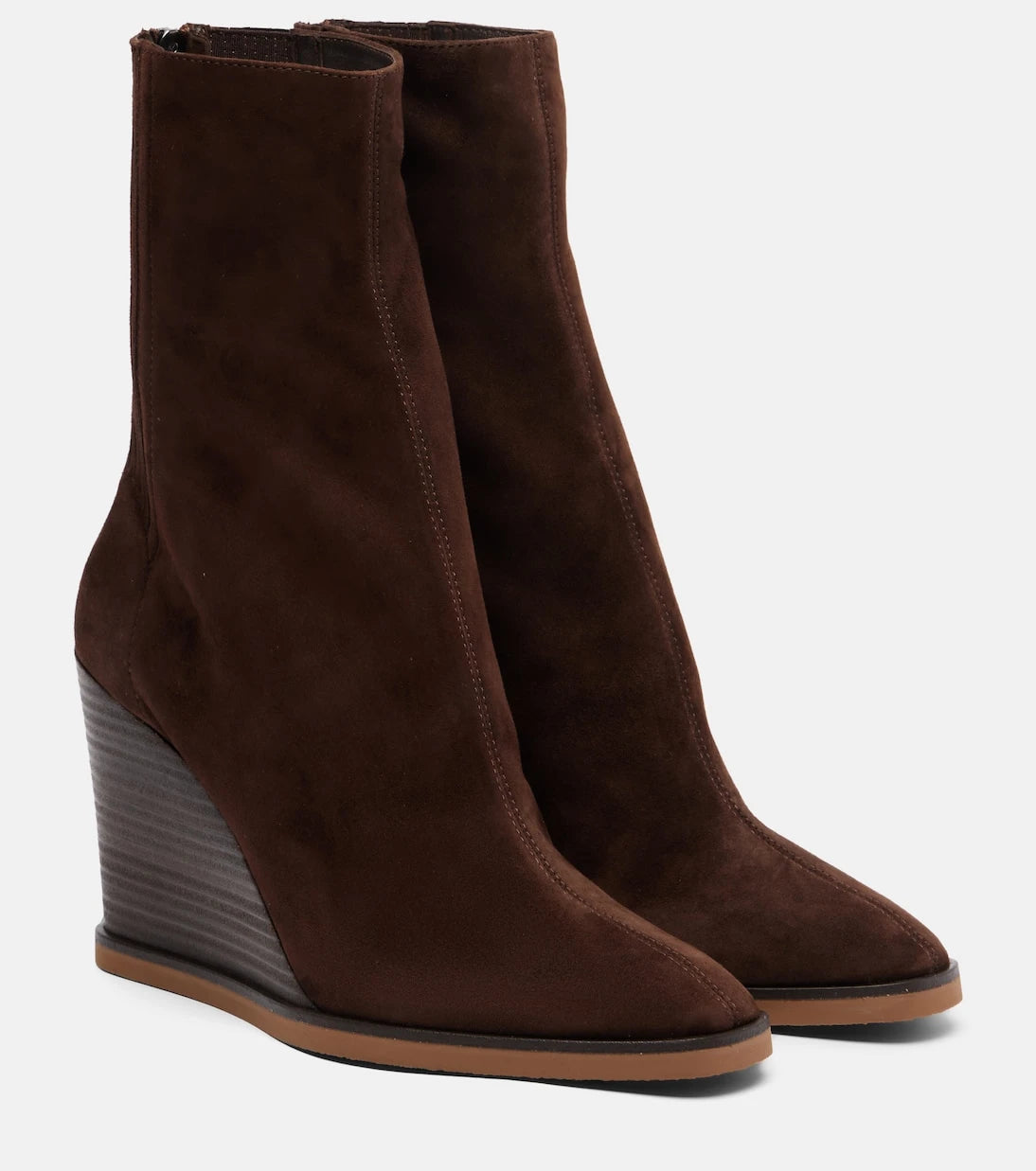 Aquazzura - حذاء الكاحل سانت أونوريه 85 بكعب ويدج من الشمواه