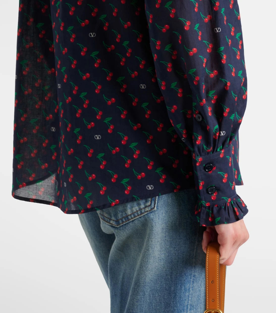 Valentino - Cherryfic bow-detail cotton muslin blouse