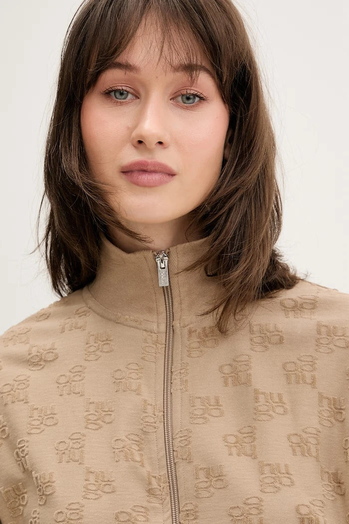 HUGO kadın pamuklu ev tipi sweatshirt TERRYMONOGRAM_JACKET