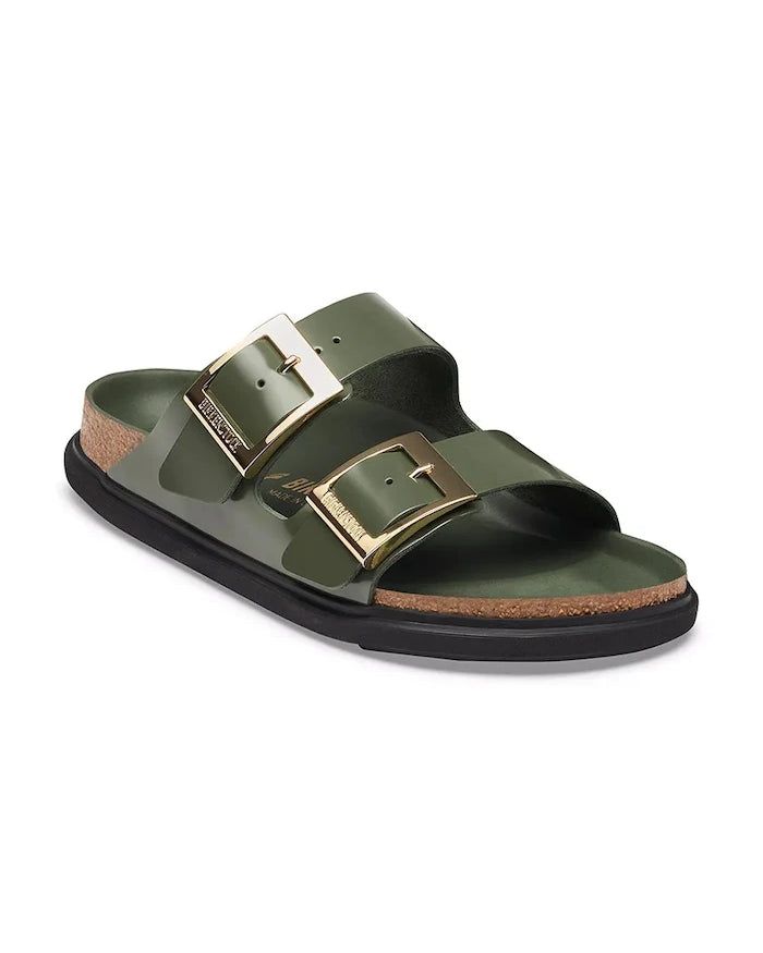 Birkenstock Kadın Deri Terlik Arizona Droplet Buckle Natural Leather Patent