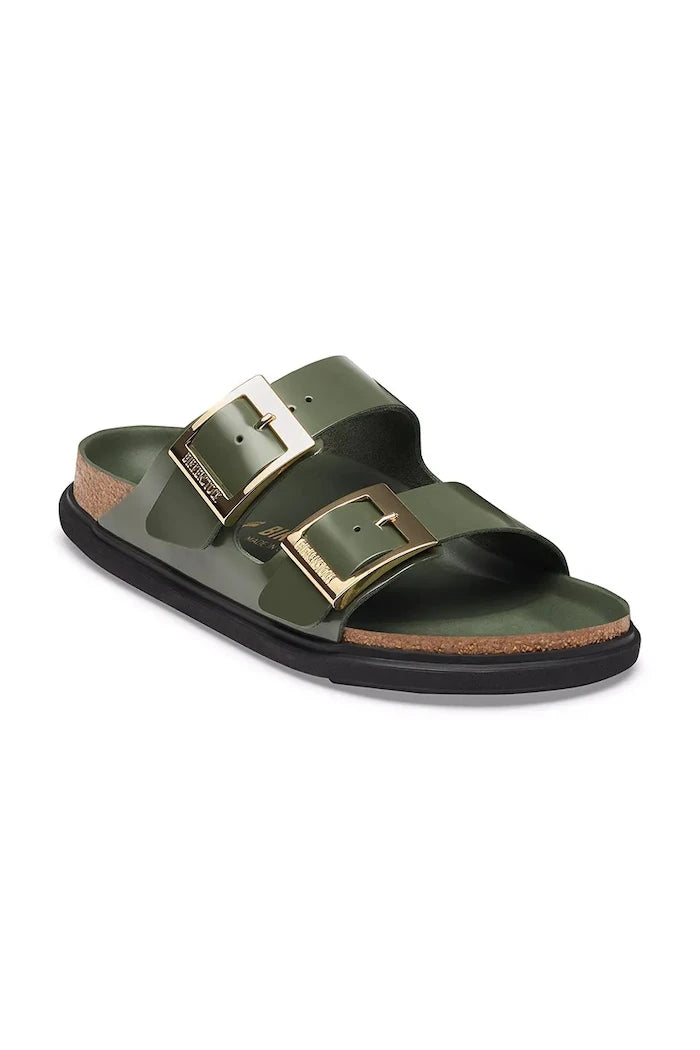Birkenstock Kadın Deri Terlik Arizona Droplet Buckle Natural Leather Patent