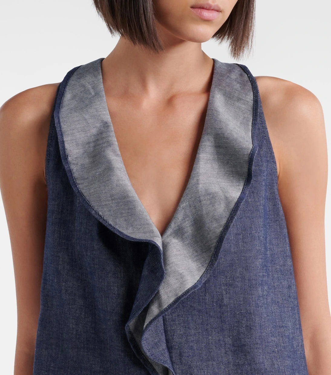 Dorothee Schumacher - Fluid Denim ruffled crop top