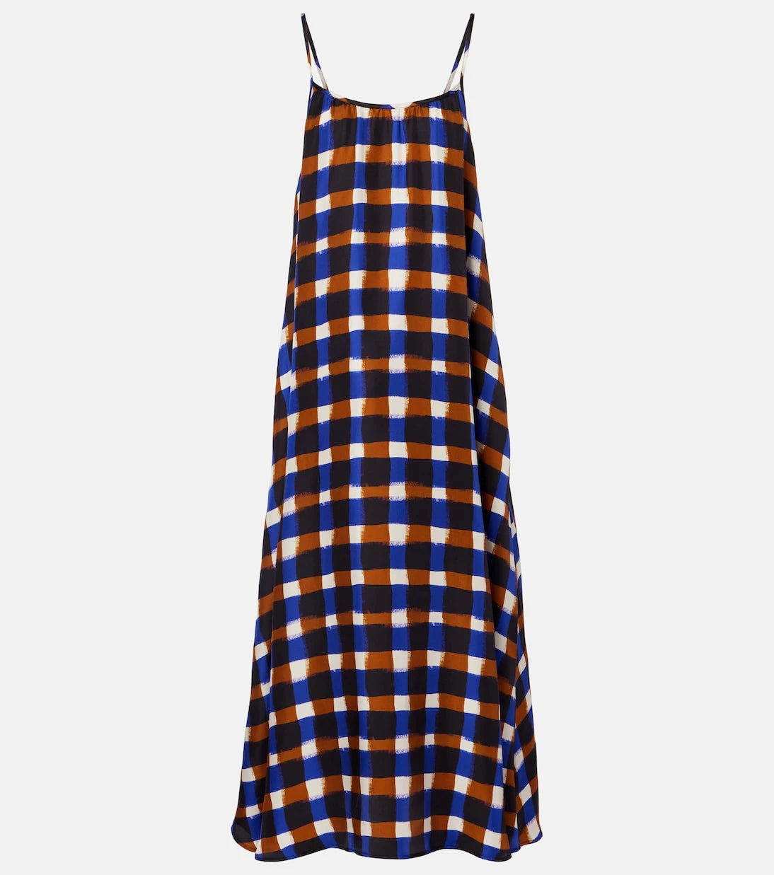Asceno - Napoli checked silk twill maxi dress