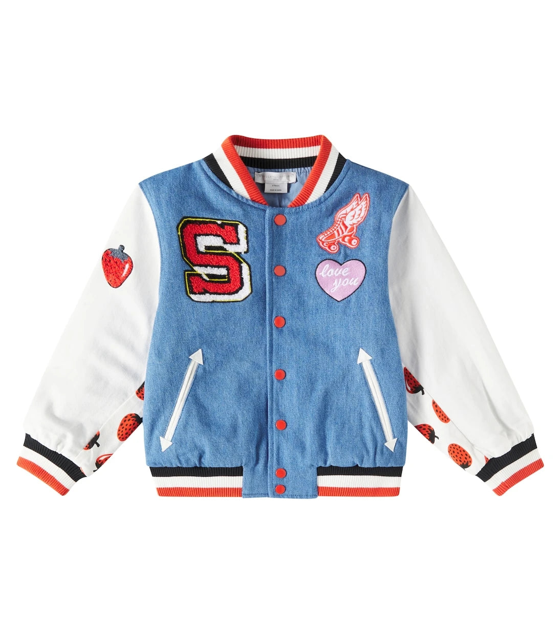 Stella McCartney Kids - Logo yama aplikeli denim kolej ceketi