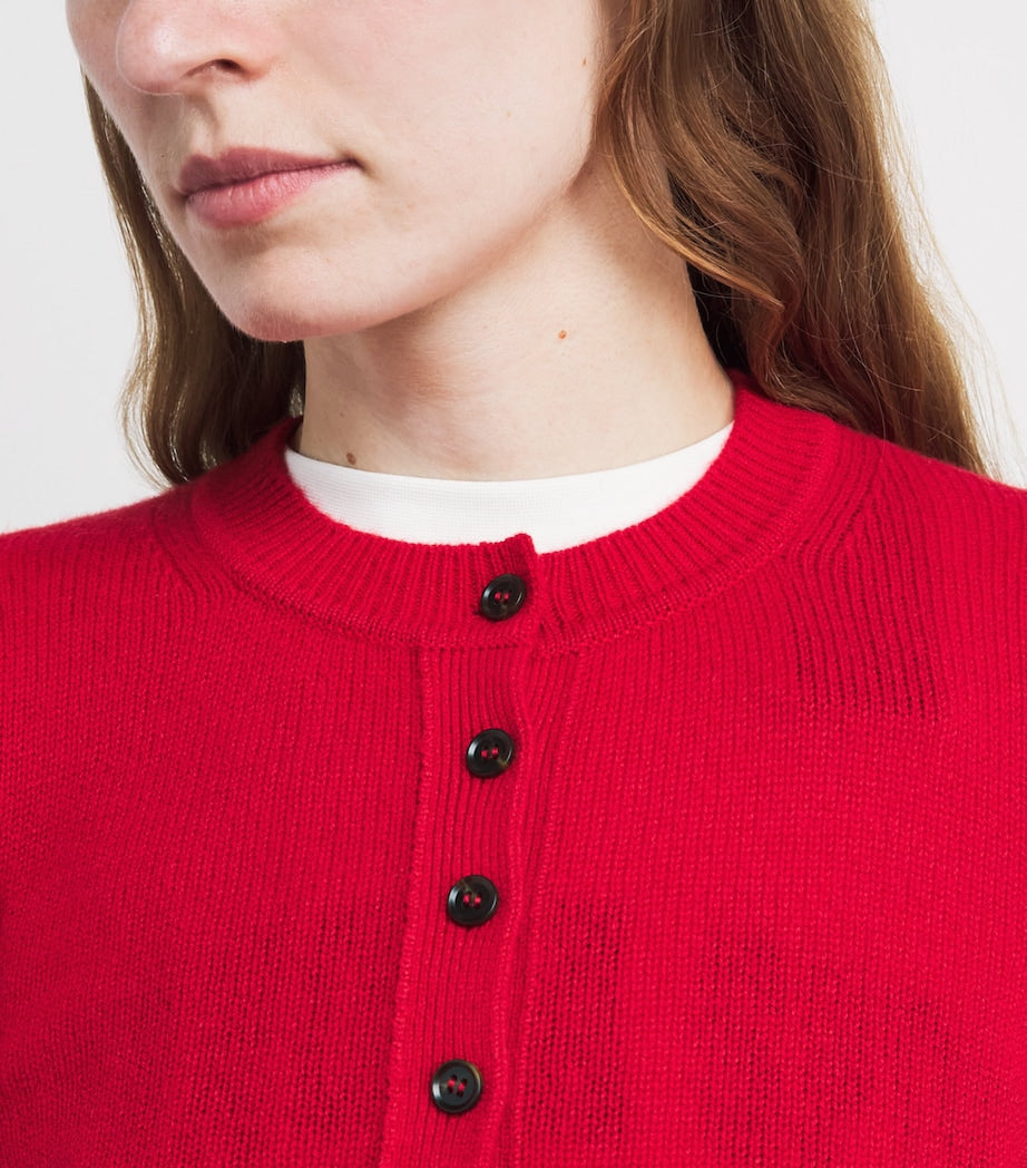 ME+EM Red Cashmere Slim-Fit Cardigan